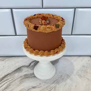 Small Fake Fall Leaves Cake | Fake Fall Cake | Faux Cake | Photo Prop Fake Cake | Small Artificial Cake | Fall Thanksgiving Tier Tray Decor