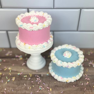 Small Fake Birthday Cake for Birthday Tiered Trays | Gender Reveal Fake Cakes | Faux Birthday Cake | Photo Prop Cake | Fake Baby Shower Cake