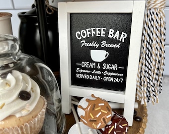 Coffee Bar Sign | Coffee Bar Tier Tray Décor | Coffee Bar Chalkboard | Tier Tray Sign | Mini Double-sided Sandwich Board | Coffee Lover Gift