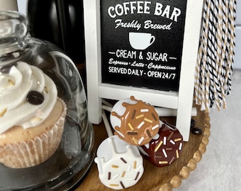 Fake Coffee Marshmallows on Sticks (Set of 3) | Coffee Bar Tiered Tray Decor