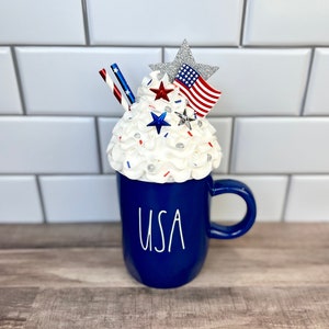 Patriotic Faux Whipped Cream Mug Topper -TOPPER ONLY | Patriotic Tiered Tray | 4th of July Mug Topper | Patriotic Decor | America Mug Topper