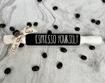 Espresso Yourself Mini Rolling Pin | Coffee Bar Tiered Tray Decor