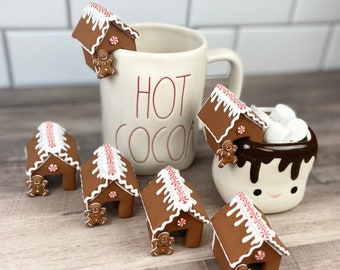 Gingerbread House Mug Hugger | Faux Gingerbread Man House Mug Hanger for Mug | Fake Gingerbread House for Tier Tray | Mini Gingerbread House