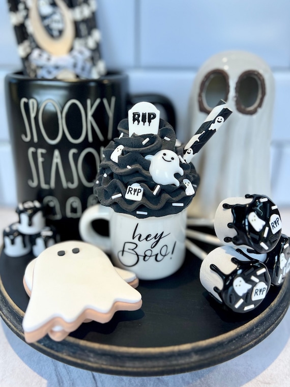 Small Ghost Mug | "Hey Boo!" Mug | Halloween Decor | Halloween Tiered Tray Decor | Cutesy Ghost Decor | Ghost Tiered Tray | Hey Boo Decor