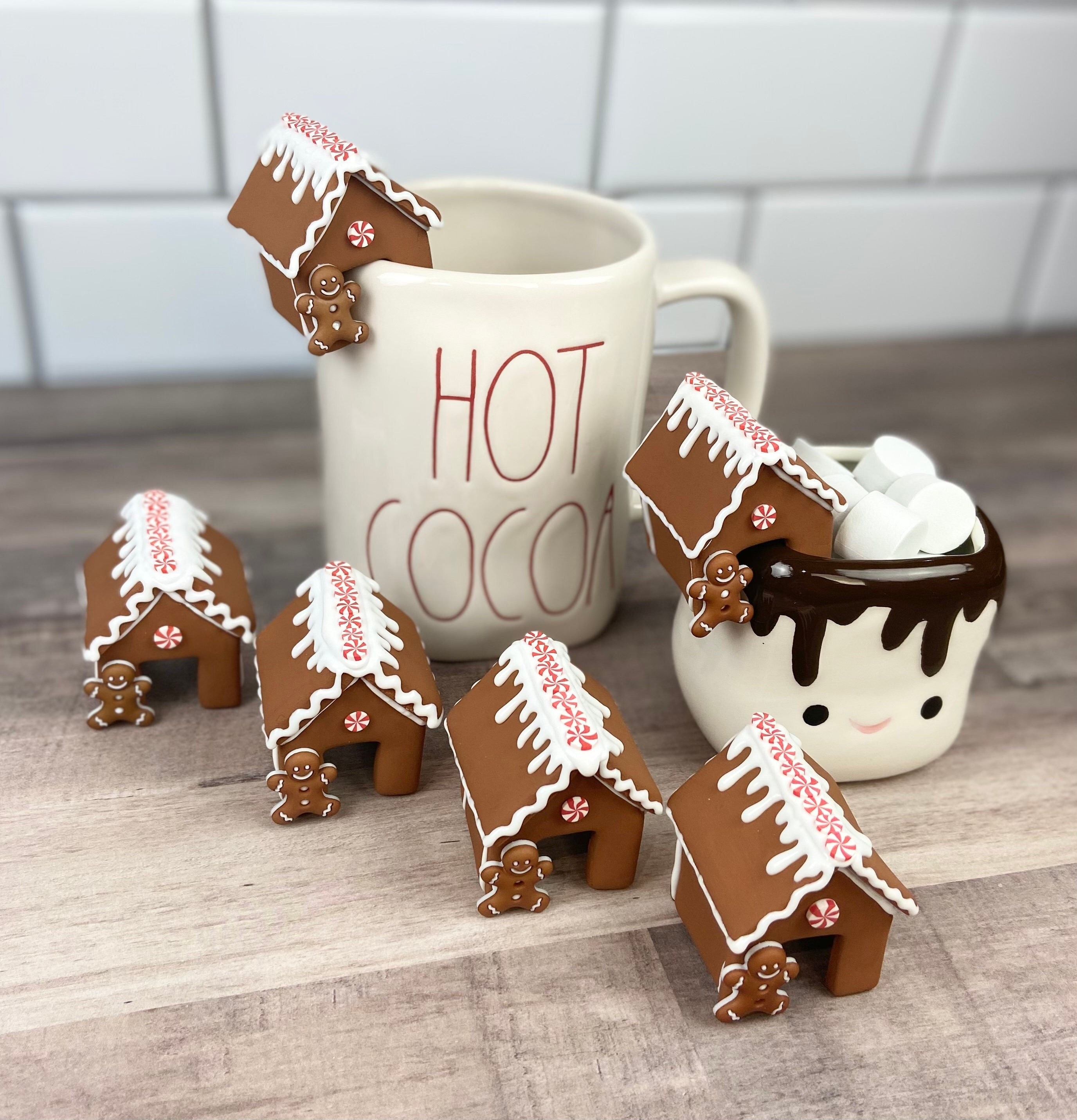 Mini Gingerbread House Mug Toppers