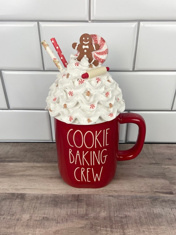 Gingerbread Man Faux Whipped Cream Mug Topper: Tiered Tray Decor (Mug Not Included)