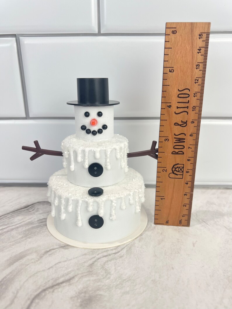 Small Fake Snowman Cake: 3-tiered Winter Decor Prop - Etsy