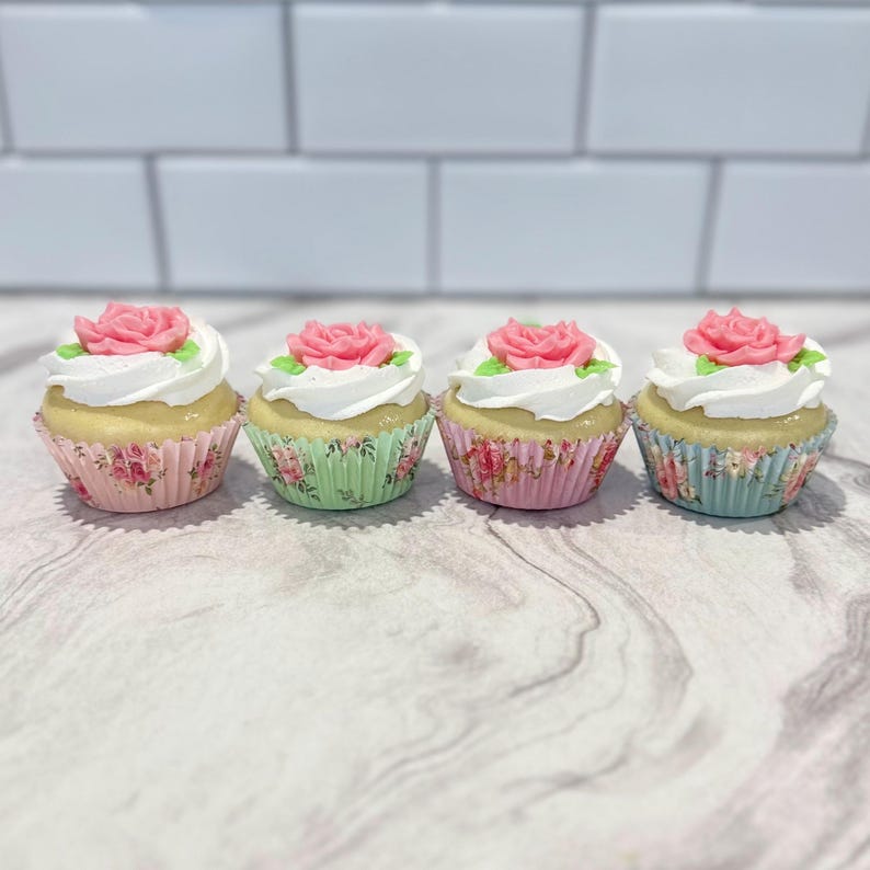 Faux Rose Cupcake | Shabby Chic Decor, Fake Tea Party Dessert image 10