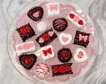 Fake Valentine's Day Chocolates (Set of 4) - Faux Candies for Tiered Tray Decor
