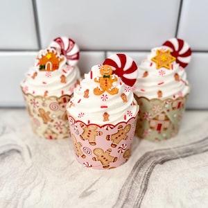Fake Gingerbread Cupcake - 3 designs to choose from | Christmas Baking Tier Tray | Faux Gingerbread Cupcake Prop Cupcake | Christmas Cupcake