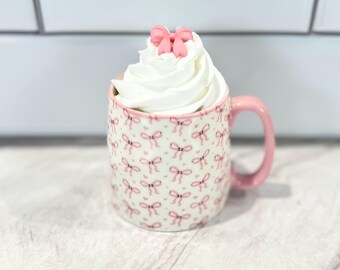 Small Faux Pink Bow or Cherries Mug - Valentine's Day Tiered Tray Decor