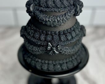 Faux Black Victorian Cake | Halloween Decor, Photo Prop