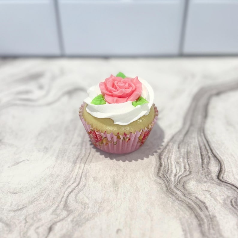 Faux Rose Cupcake | Shabby Chic Decor, Fake Tea Party Dessert Lavender FloralLiner