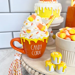 Small Fake Candy Corn Mug: Halloween Tiered Tray Decor