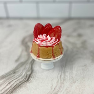 Realistic Fake Strawberry Shortcake | Individual Sized Faux Strawbery Shortcake | Faux Cake | Fake Cake | Valentine&#39;s Day Tiered Tray Decor