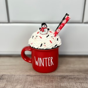 Small &quot;Winter&quot; Snowman Mug | Snowman Mug for Winter Tiered Tray | Snowman Decor | Winter Mug | Snowman Tiered Tray Decor | Winter Decor