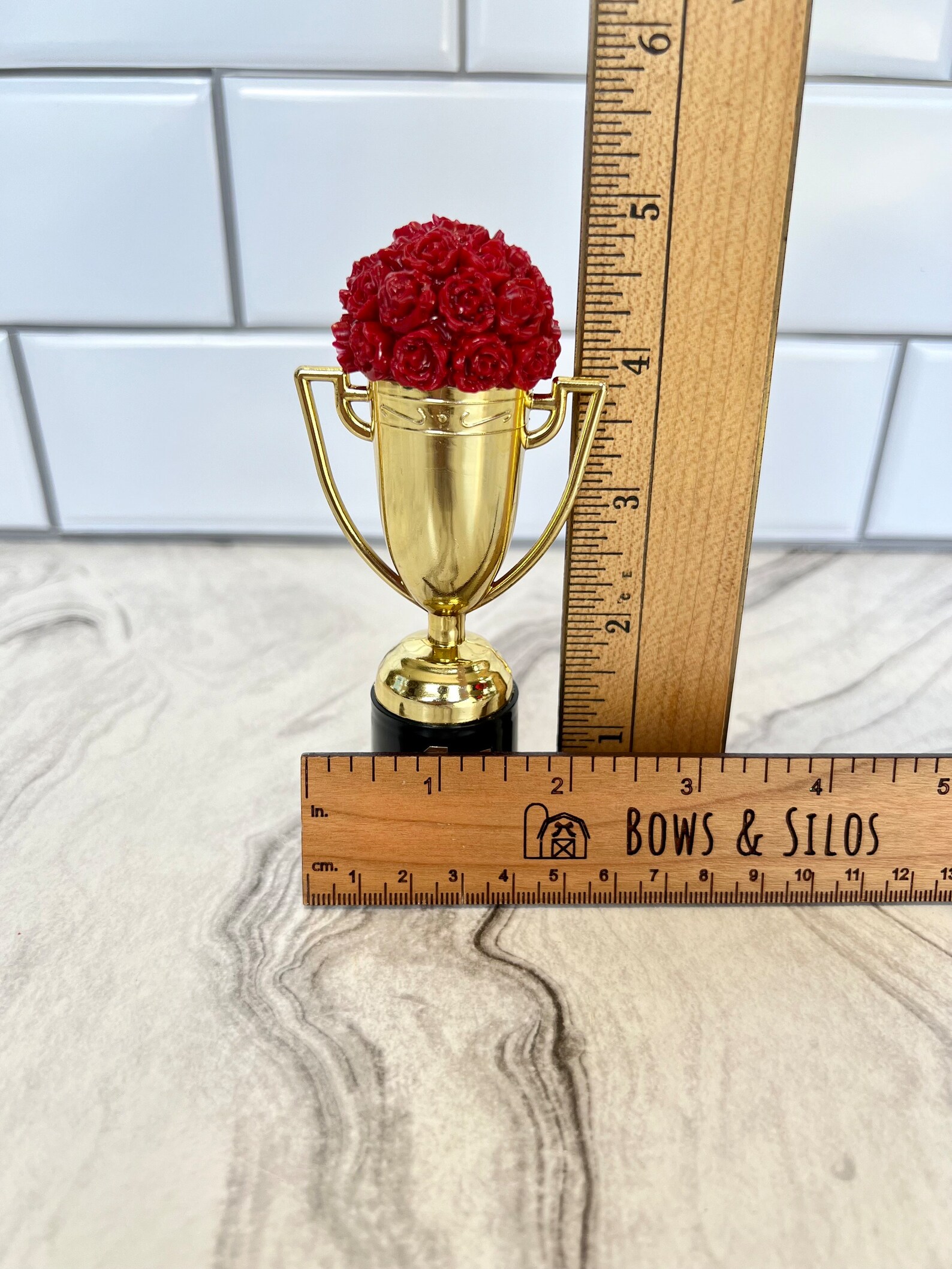 Red Roses Trophy Small '1st Place' Trophy With Red Roses | Derby Party Decor - Etsy