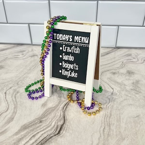 Double Sided Mardi Gras Sign | Mardi Gras Tier Tray Décor | Nola Chalkboard | Mini Sandwich Board | Mardi Gras Street Sign | Jazz Music Sign