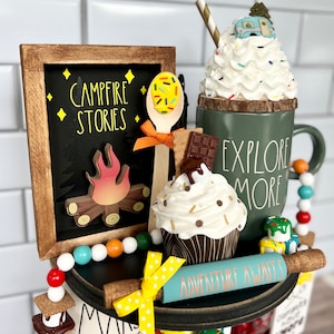 Campfire Stories Sign | Camping Tiered Tray Décor | Camping Sign | S&#39;more Tiered Tray Sign | Campfire sign for tiered tray | Camping Decor