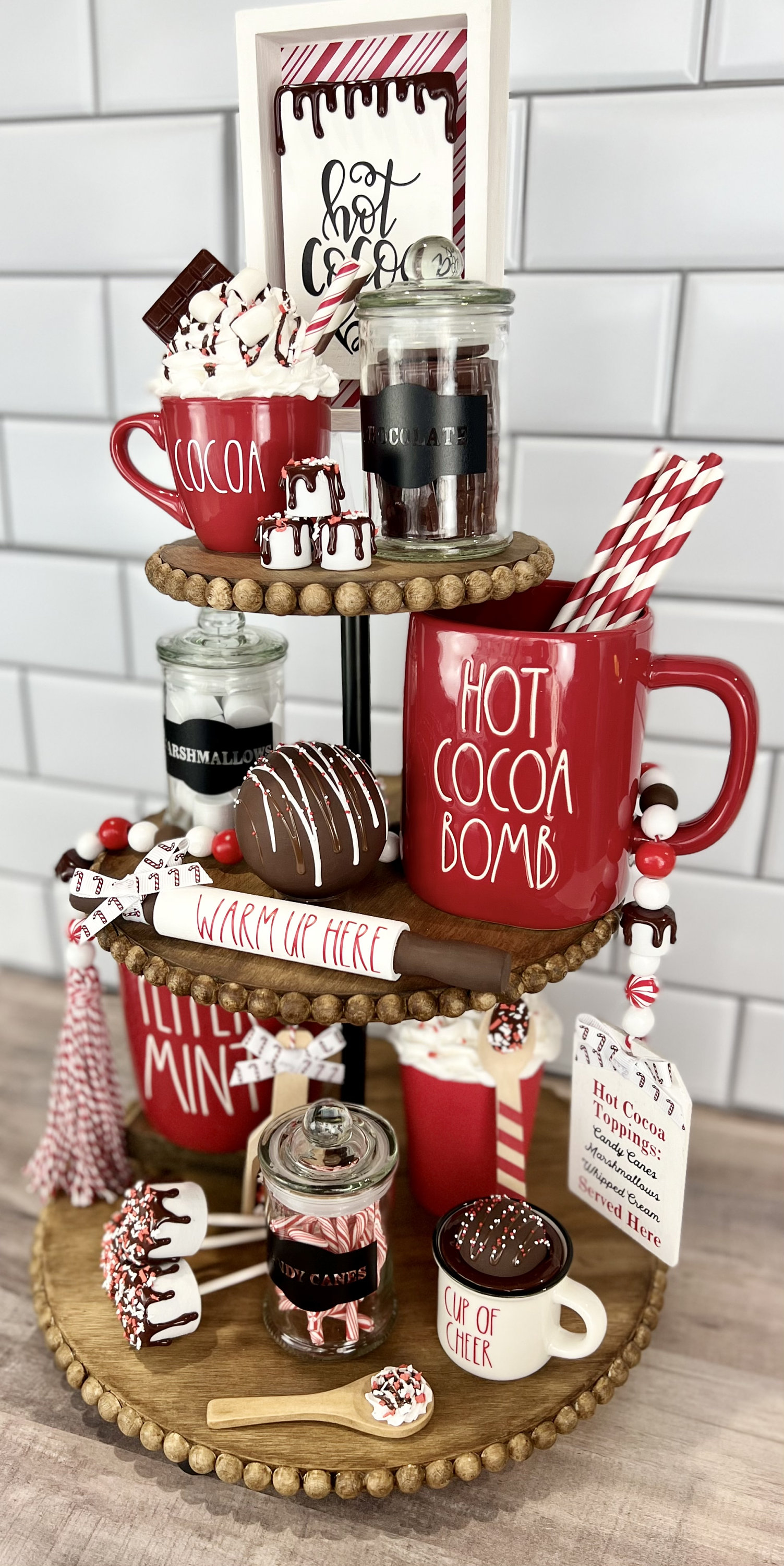 Hot Cocoa Bar Bundle Hot Cocoa Tiered Tray Décor Fake Hot Cocoa