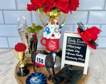 Derby Party Decorations | Derby Tiered Tray Decor | Derby Mini Mug| Derby Centerpiece | Horse Racing Decor | Horse Centerpiece | Horse Decor