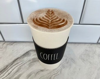 Fake Latte Cup: Cinnamon Leaf Design, Coffee Bar Decor