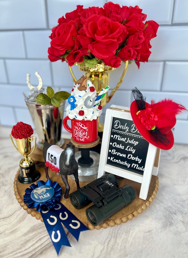 Red Roses Trophy Small '1st Place' Trophy With Red Roses | Derby Party Decor - Etsy