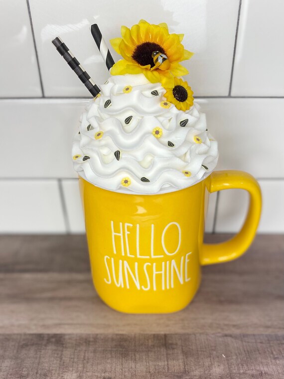 Sunflower Faux Whipped Cream Mug Topper: Tiered Tray Decor
