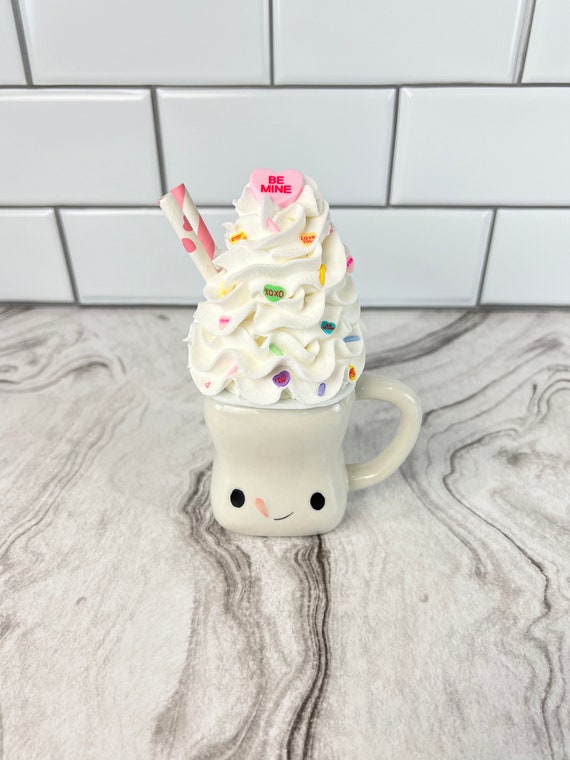 Candy Hearts Faux Marshmallow Mug Topper (Mug Not Included) – Valentine's Day Tiered Tray Decor