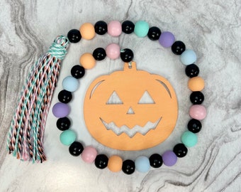 Pastel Halloween Beaded Garland: Tiered Tray Decor
