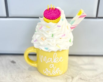 Small “Make a Wish" Birthday Mug | Birthday Tiered Tray Decor