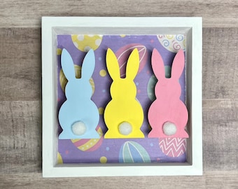 Easter Bunny Trio Sign | Pastel Easter Tiered Tray Decor