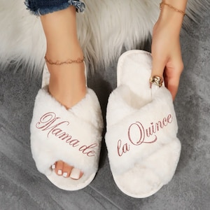 Mama de la Quince fluffy slippers.
