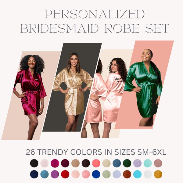 Personalized Bridesmaid Robes Set of 4, 5, 6, 7, 8, 9, 10, 12, 15 | Matching Robes | Getting Ready Robes | Wedding Robe | Bridal Party Robes