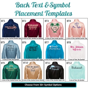 Personalize Robe for Womens and Womens Plus, Solid Satin Robes, Back Template Options. Add up to three lines of text on back of robe.  Custom Robes for Women. Great robes for honeymoon, vacation, birthdays, anniversary and more.