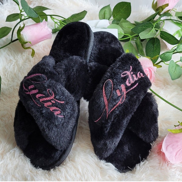 Custom Personalized Slippers - Sizes 4, 5, 6, 7, 8, 9, 10, 11, 12 - Group Orders - Great for Bachelorette, Birthday, Girls Trip & Sleepovers