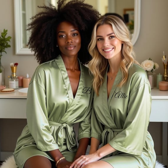 Personalize Bridesmaid Robes, Satin Robes, Wedding Robes, Bachelorette Party Robes, Bridesmaid Gift, Bridesmaid Proposal, Birthday Robes