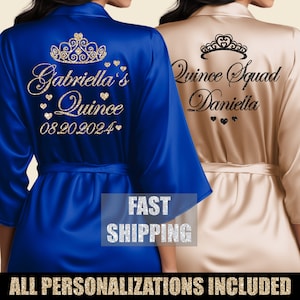 Personalized Mis Quince Robes, Pretty Quinceanera Robes, Robes for Quince Squad, Quinceanera Gifts, Birthday Robes, Satin Quince Robes