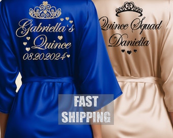 Personalized Mis Quince Robes, Pretty Quinceanera Robes, Robes for Quince Squad, Quinceanera Gifts, Birthday Robes, Satin Quince Robes