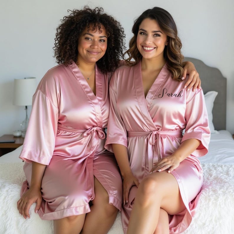 Pretty pink personalized bridesmaid robes