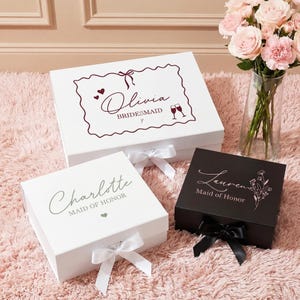Personalized Empty Bridesmaid Proposal Boxes, Magnetic Gift Boxes, Bridal Party Gift Box - Small, Medium, Large Sizes