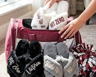 Bulk Custom Wake Up and Hit Zero Fluffy Slippers, Cheer Team Gifts, Cheer Competition Gifts