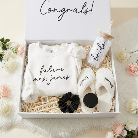 Personalized Congrats Engagement Gift Box Set For Bride, Gift for Future Daughter In Law