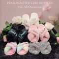 Personalized Girls Slippers for Kids Ages 3 to 10 Years - Non-Skid Soles - Flower Girl Slippers - Slippers for Birthday Parties & More product logo