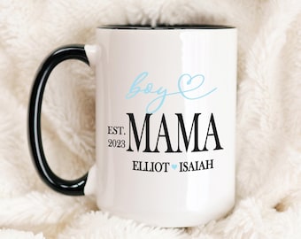 Taza personalizada para mamá de niño con nombre de niño, regalo para el Día de la Madre, taza para mamá de niños, regalo para mamá de niño, regalo para mamá primeriza, regalo para mamá embarazada