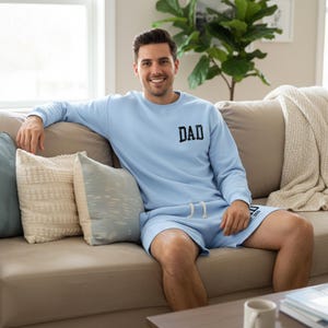 Personalized Dad Apparel Loungewear Set: Custom EST Dad Sweatshirt & Joggers - Clothing Gift for Dad - Pocket Design image 9