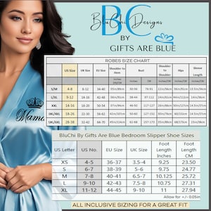 BluChi Robes and Slippers offers all inclusive sizing so everyone gets a great fit.  Robes are available in S/M, L/XL, XXL, 3XL/4XL and 5XL/6XL. Fluffy Slippers comes in US sizes 4 up to size 12 for women.