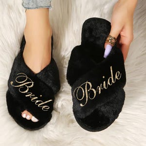 Adorable Fluffy Slippers for Bridal Party, Wedding Slippers for Bride, Perfect Gift for Bridal Shower, Soft & Comfy Slippers for Bridesmaids