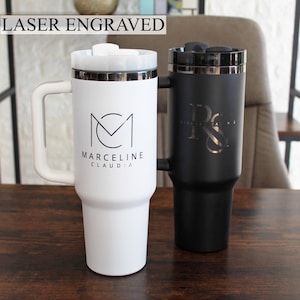 Company Logo Gifts, 40oz Custom Logo Tumbler, Black Plated Tumbler, Business Owner Gift, Logo Swag, Corporate Gift Idea, Engraved Tumbler