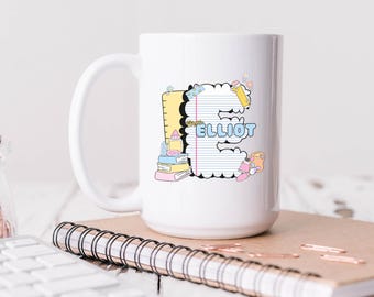 Teacher Appreciation Gift Mug with Personalized Bubble Letter Name -Custom Teacher Appreciation Gift - Gender Neutral Teacher Mug